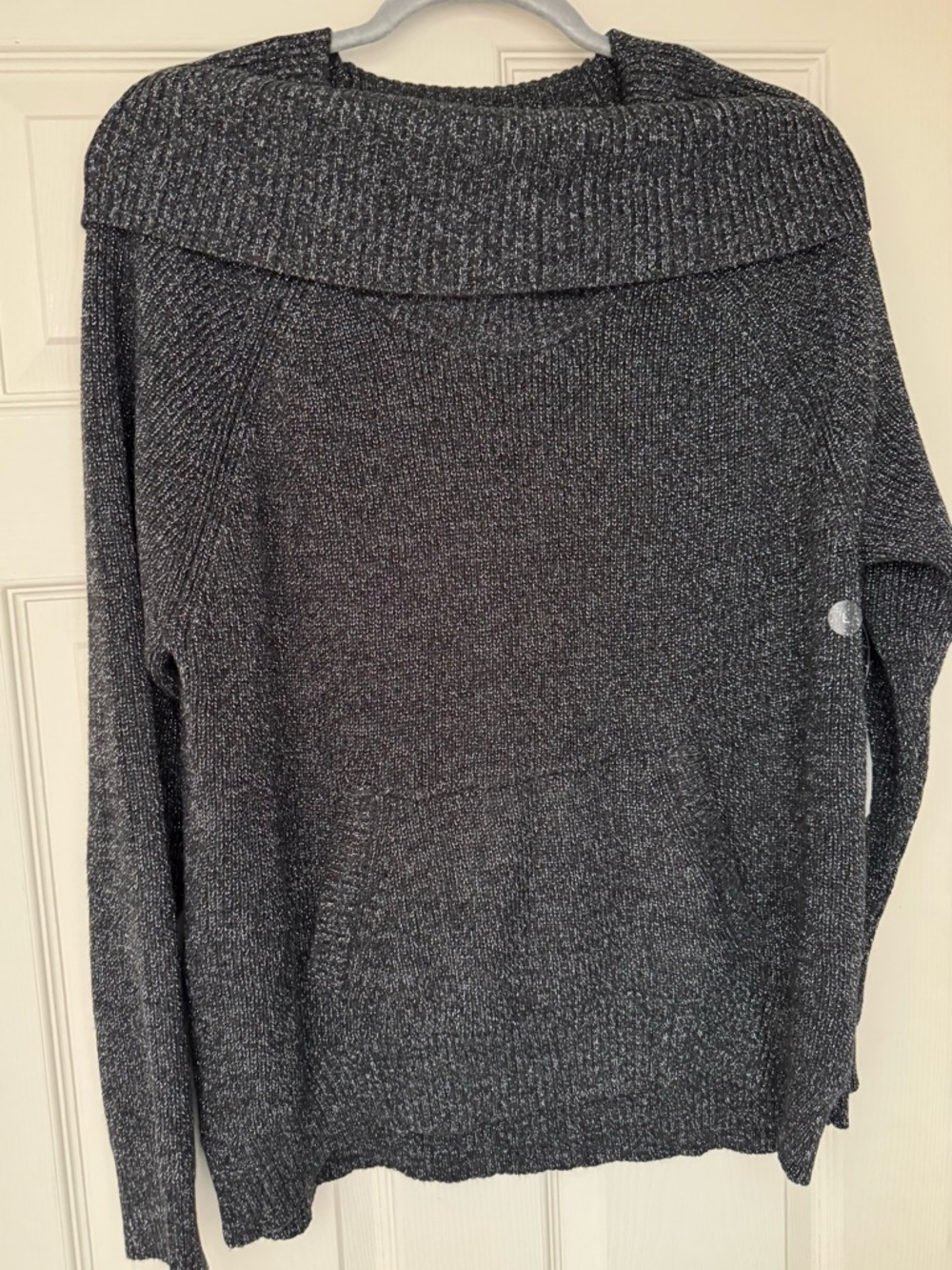 New York & Company Cozy Marbled Grey Shimmer Cowl Neck Sweater / Size Large NWT